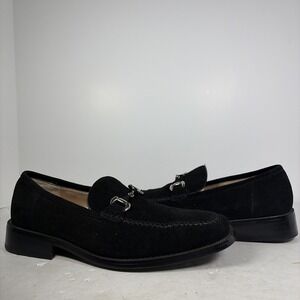 Size 7.5 Zengara Black Suede Leather Bit Loafers Z300691